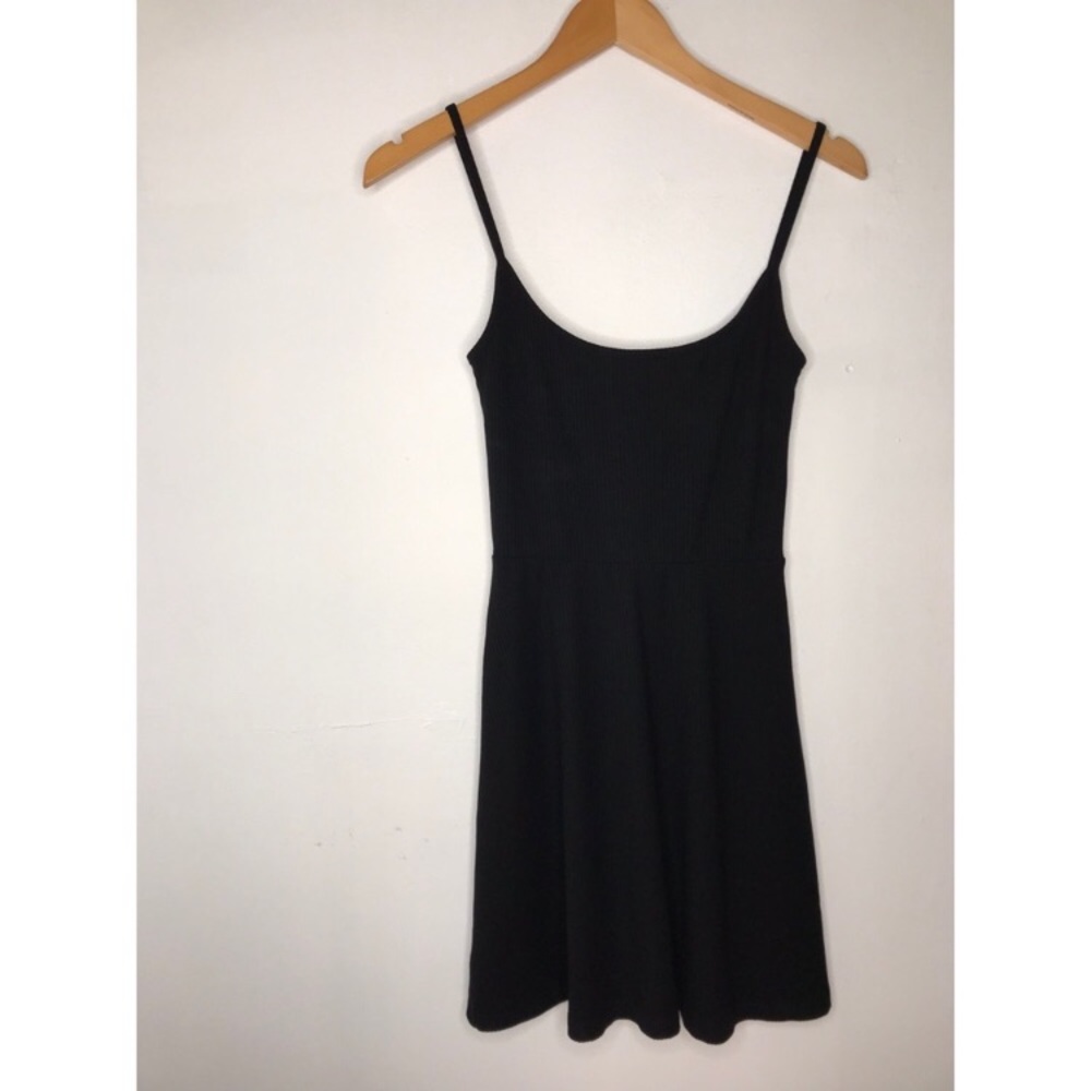 Reformation Black Ribbed Mini Dress